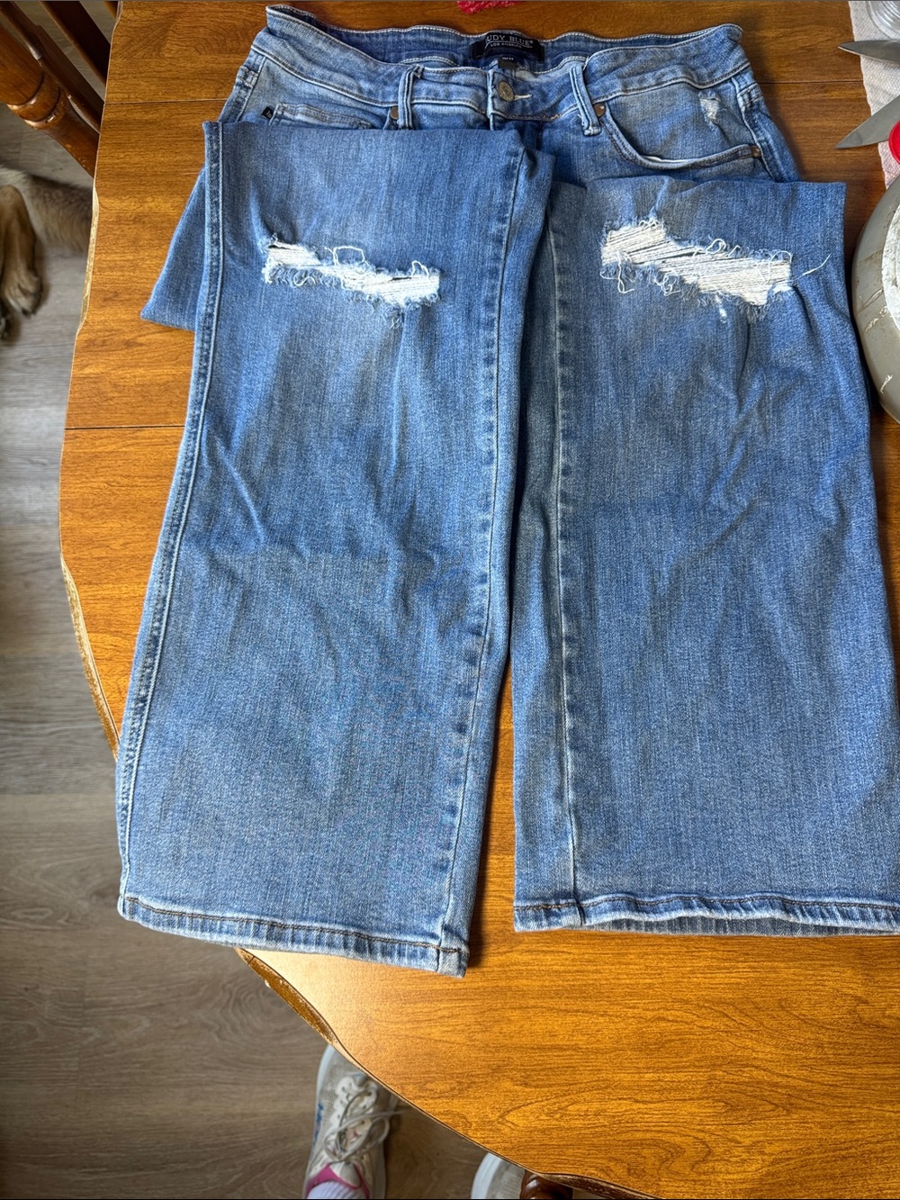 Judy Blue Light Blue Distressed Boot Cut Jeans